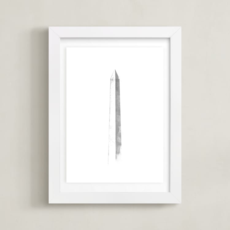 "Washington Monument" - Art Print in Slate by Paul Berthelot - Framed