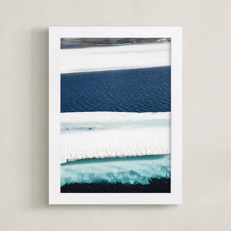 "Brush in turquoise" - Art Print in glacier teal by Van Tsao - Framed