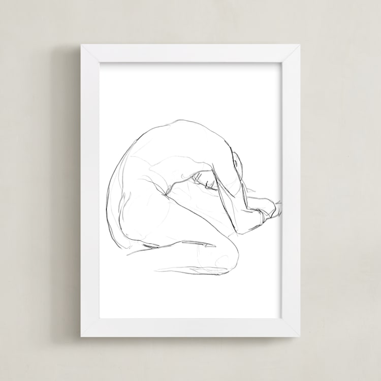 "Seated Figure" - Art Print in Bright White by Lorent and Leif - Framed