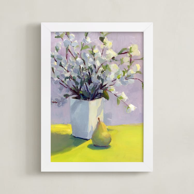 "Ripe For Summer" - Art Print in lemon yellow by sue prue - Framed
