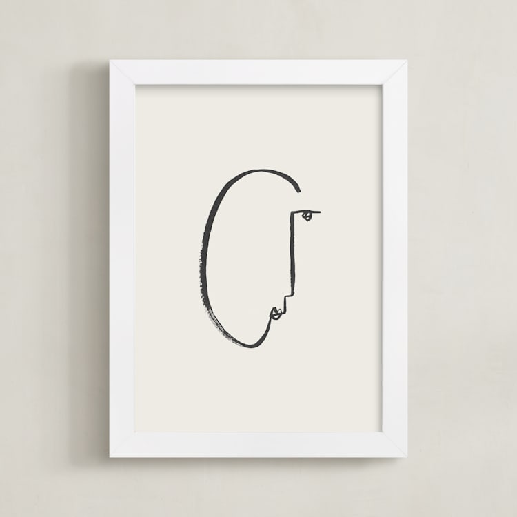 "Face Study I" - Art Print in Creamy White by Chelsea Petaja - Framed