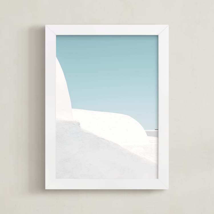 "Cycladic House I" - Art Print in Limestone by Tania Medeiros - Framed