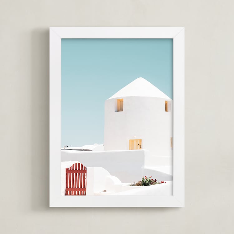 "Cycladic House II" - Art Print in Limestone by Tania Medeiros - Framed