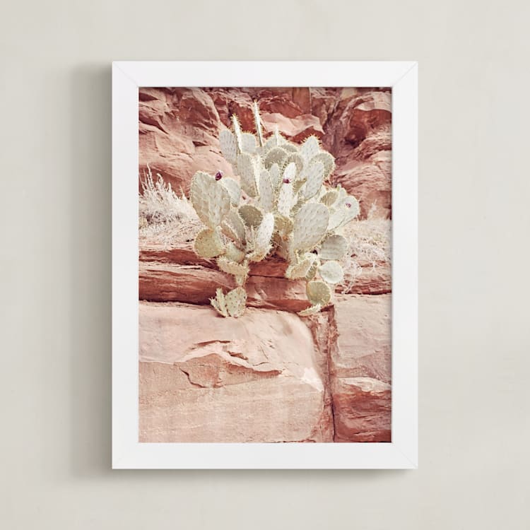 "Flourishing Rock" - Art Print in Ole Pink by Tania Medeiros - Framed