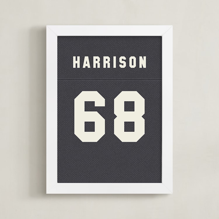 "Game Day" - Personalized Art Print in Navy Blue by taylorVdesign - Framed