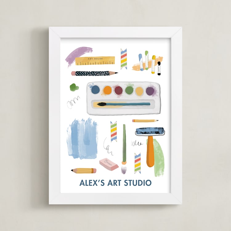 "Creative Tools" - Personalized Art Print in White by Naava Katz - Framed