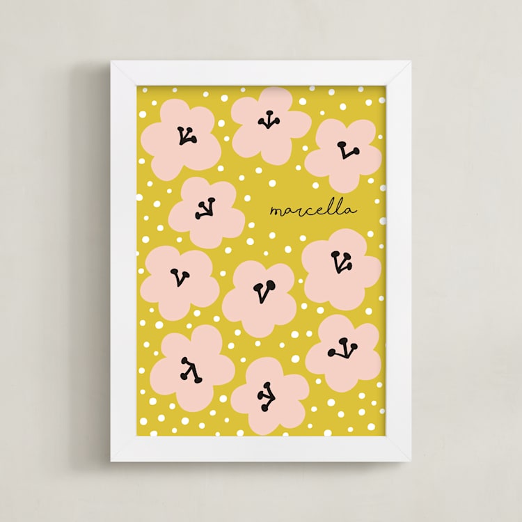 "Marcella" - Personalized Art Print in Mustard by Nieves Herranz - Framed