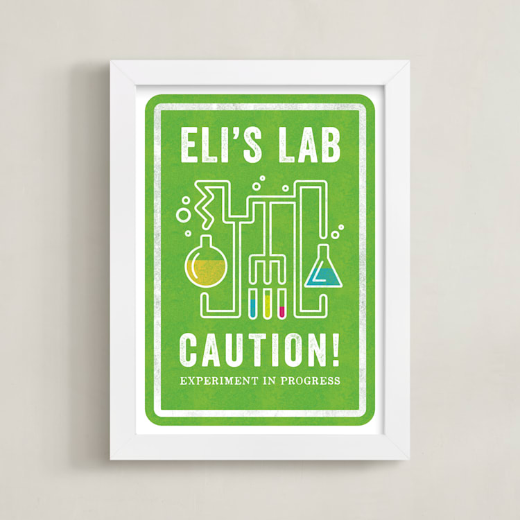 "Science Lab" - Personalized Art Print in Slime by Robert and Stella - Framed