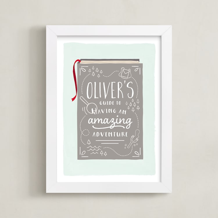 "Our Story" - Personalized Art Print in Gray by JeAnna Casper - Framed