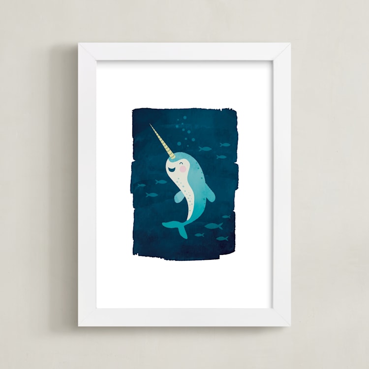 "Little Squirt" - Art Print in Teal by Susan Asbill - Framed