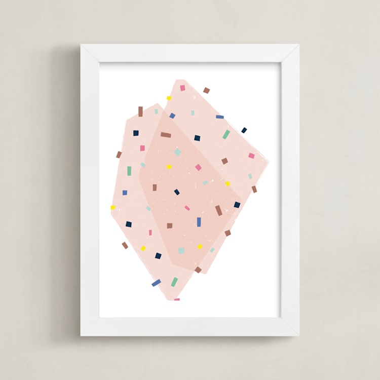 "Mod Terrazzo" - Art Print in Blush by Kanika Mathur - Framed