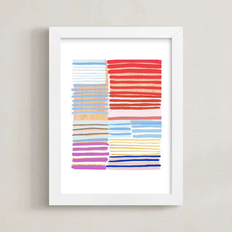 "Peach Party Two" - Art Print in Poppy by Katie Craig - Framed