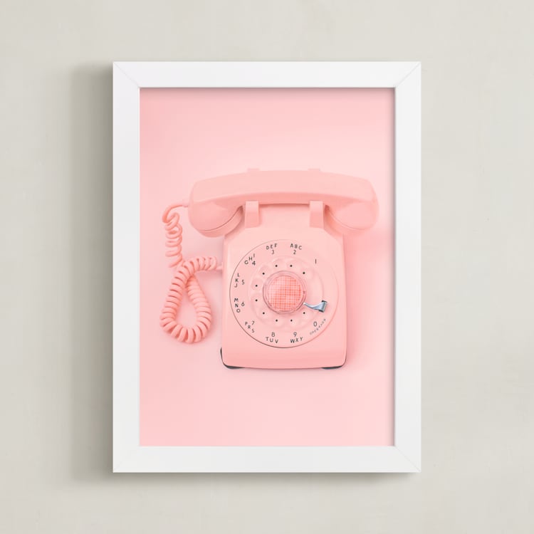 "0 is for operator." - Art Print in Strawberry Shortcake Pink by Alicia Abla - Framed