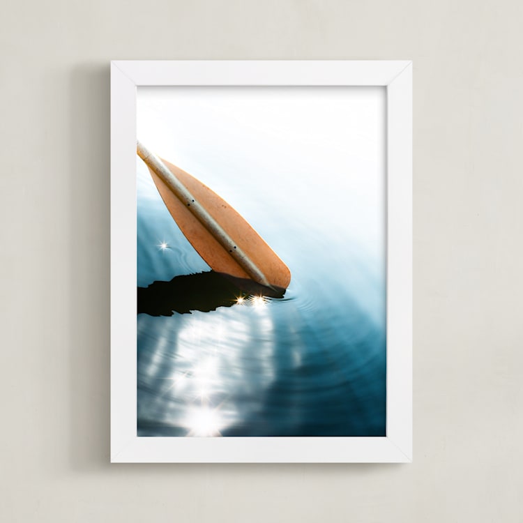 "Row Your Boat" - Art Print in alpine blue by Alicia Abla - Framed