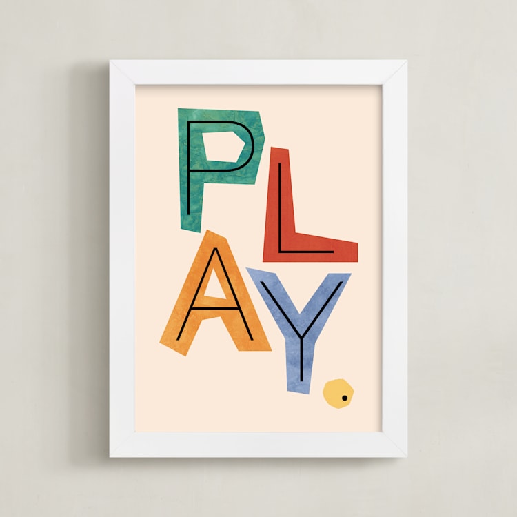 "Creative Play" - Art Print in Cream by Nazia Hyder - Framed