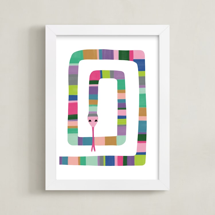 "Sssnake" - Art Print in rainbow by Leanne Friedberg - Framed