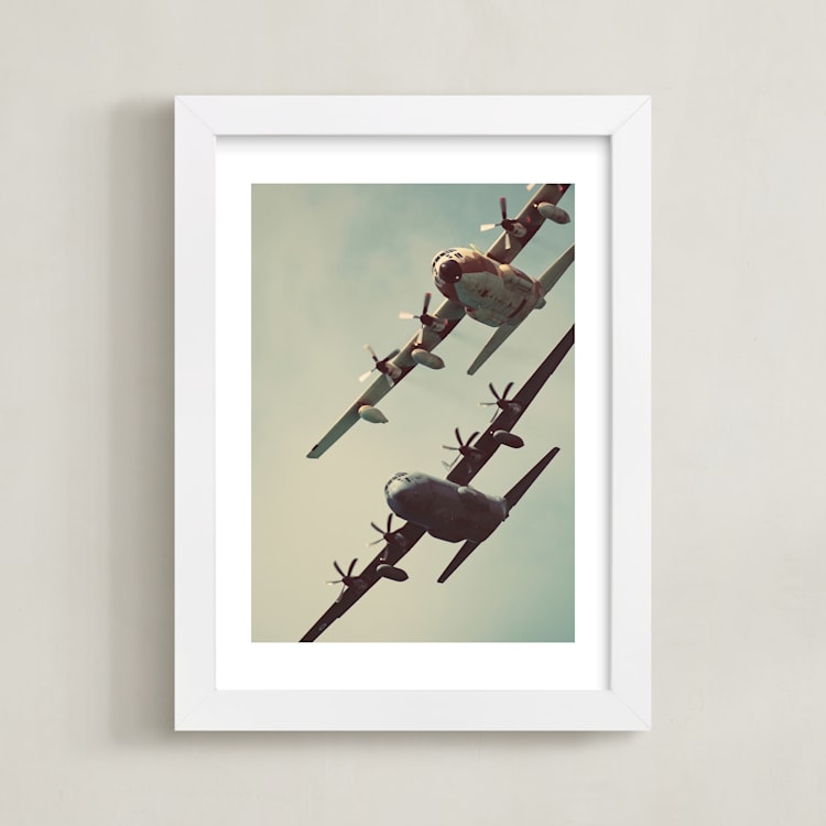 "Just the Two of Us" - Art Print in Green Grey by Tal Paz-Fridman - Framed
