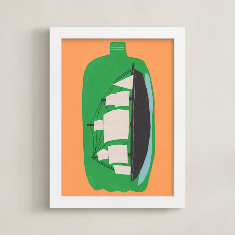 "Two Liter Ship" - Art Print in sweet orange by Elliot Stokes - Framed