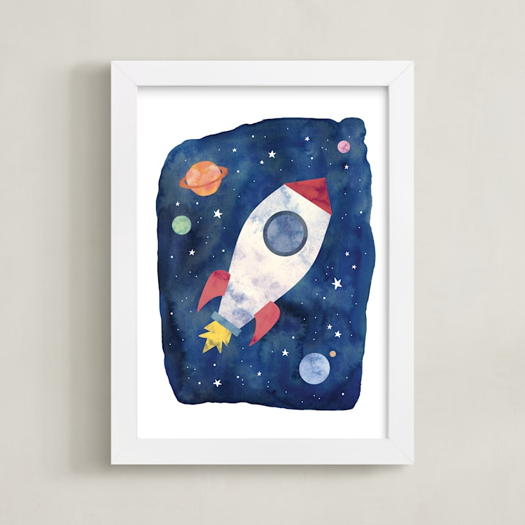 "Galactic Inspiration I" - Art Print in Navy by Creo Study - Framed