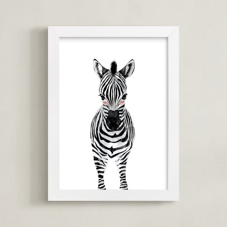 "baby animal.zebra" - Art Print in black by Cass Loh - Framed