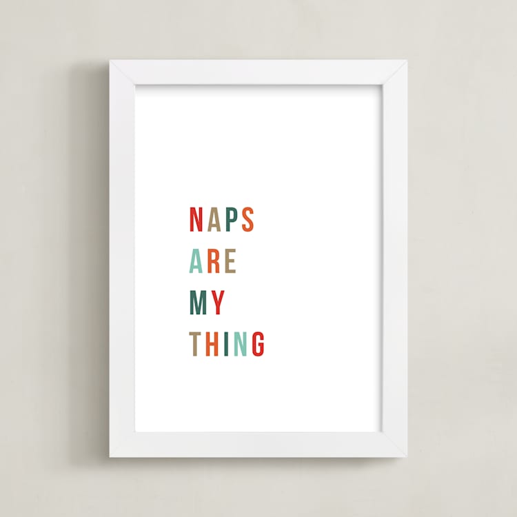 "Naps Are My Thing" - Art Print in Clementine by Christie Garcia - Framed