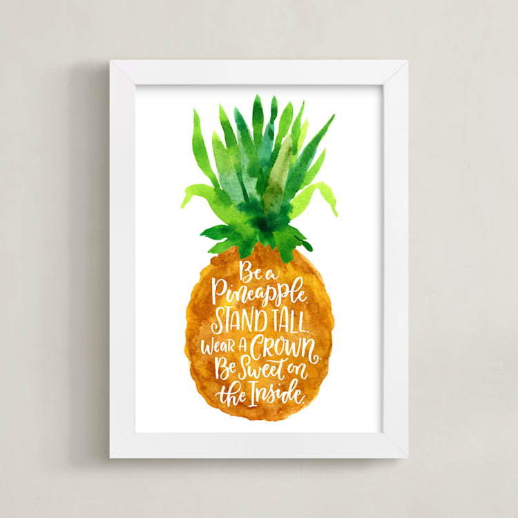 "Be A Pineapple" - Art Print in Golden Brown by Laura Bolter - Framed