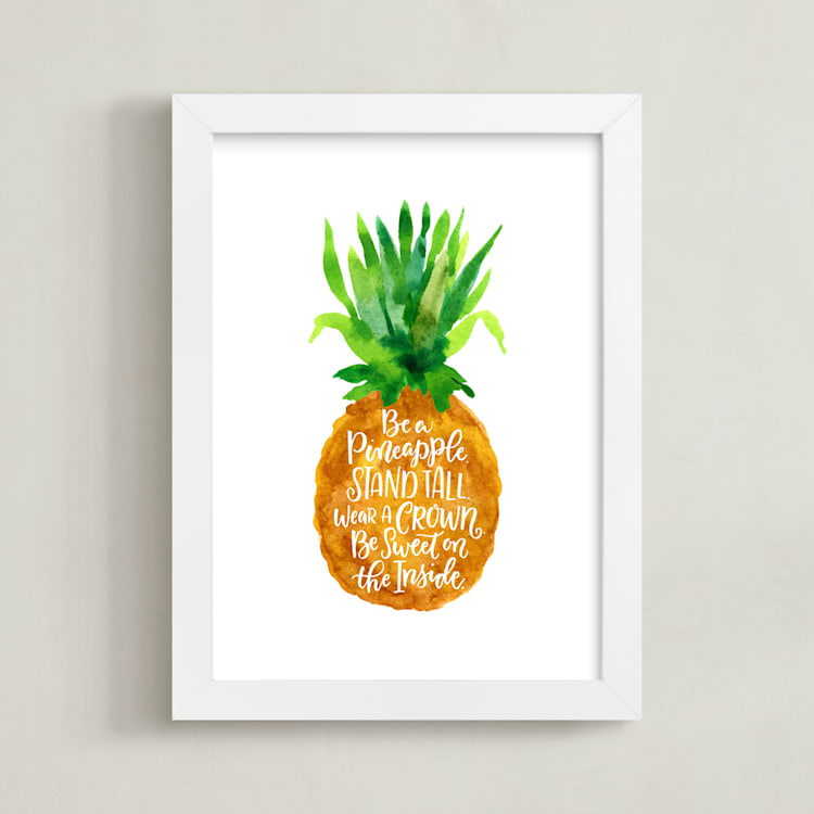 "Be A Pineapple" - Art Print in Golden Brown by Laura Bolter - Framed