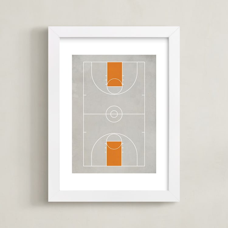 "Full Court" - Art Print in Smoke Orange by Jennifer Morehead - Framed