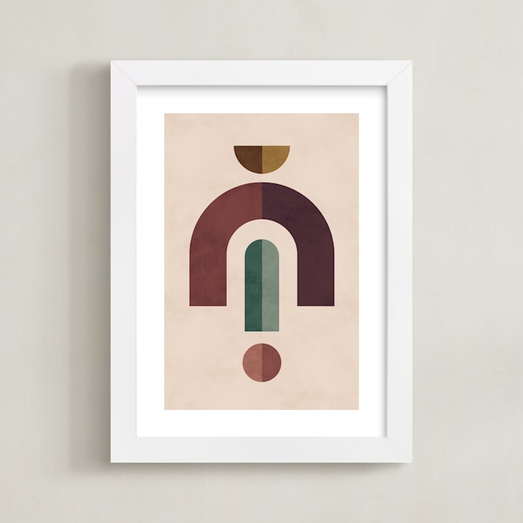 "Geometric 2" - Art Print in Emerald Green by Kelly Schmidt - Framed