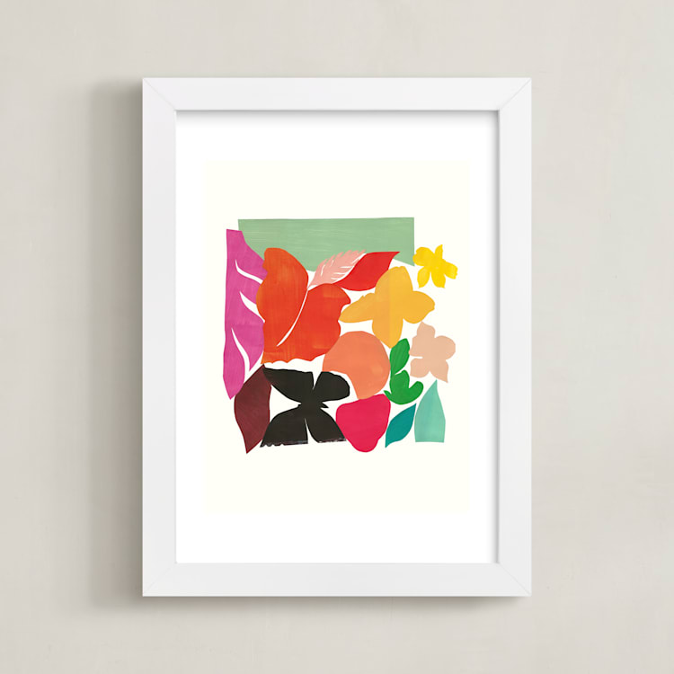 "Mariposa Jungle" - Art Print in Green Tea Ice Cream by Lise Gulassa - Framed