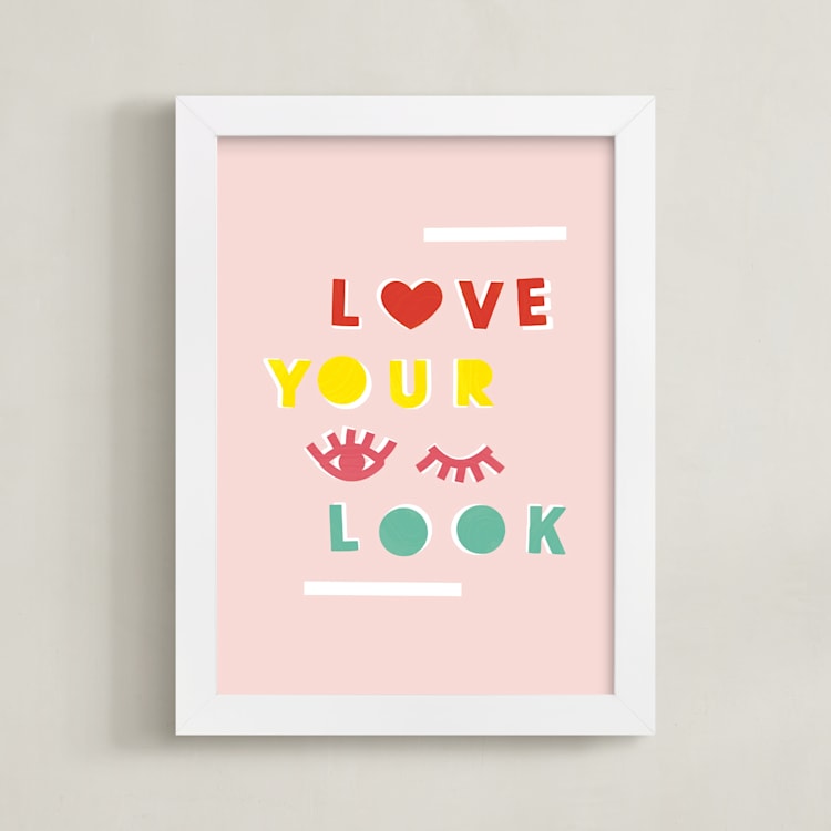 "Love Your Look" - Art Print in Cotton Candy Pink by Ariel Rutland - Framed