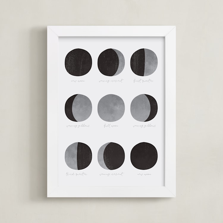 "the lunar cycle" - Art Print in Moon Rock by Dawn Jasper - Framed