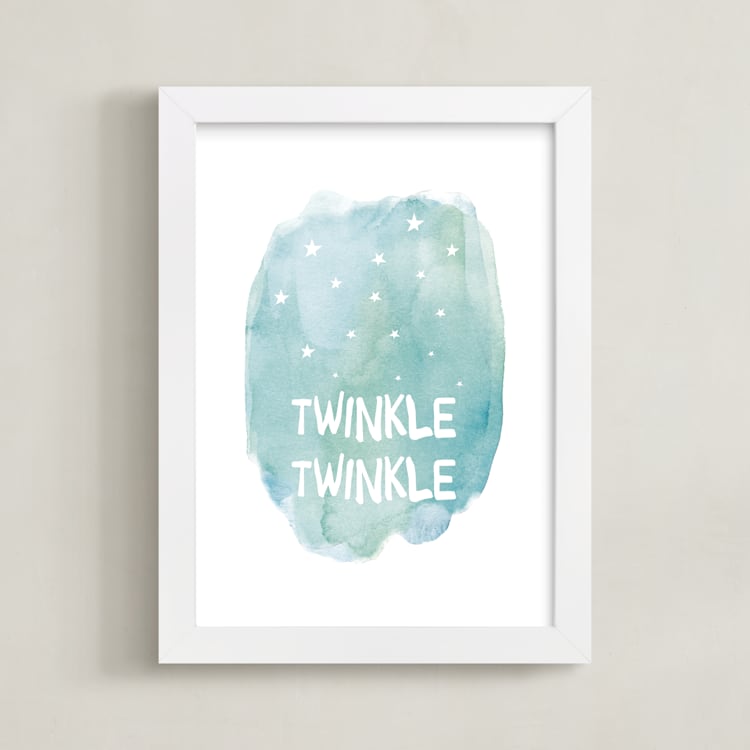"Twinkle Twinkle" - Art Print in Sky Blue by Amy Hall - Framed