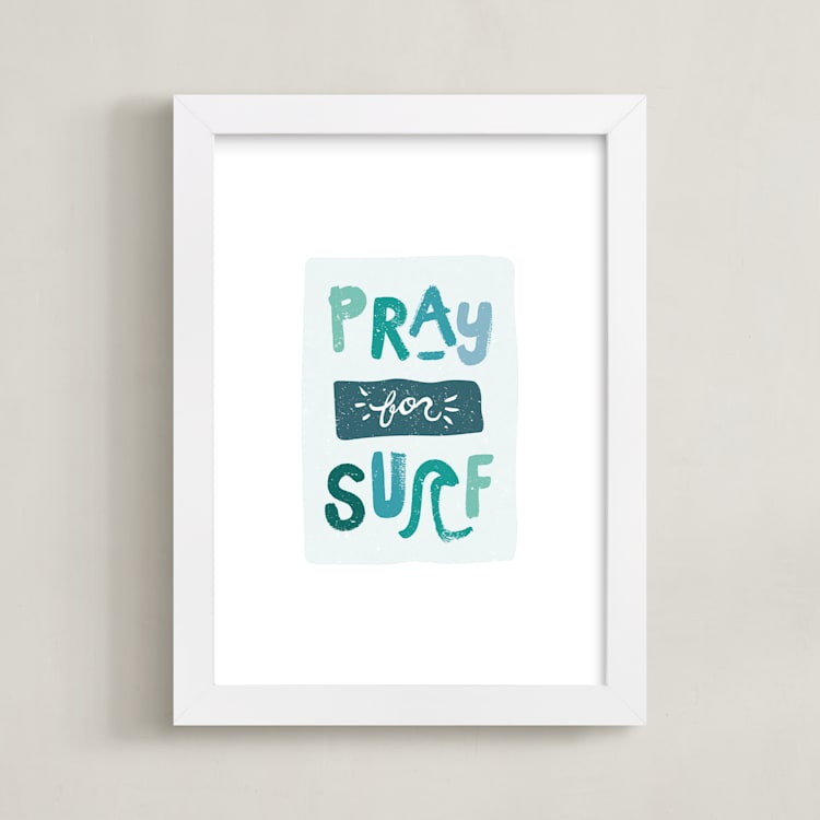 "Grom" - Art Print in Sea by Kayla King - Framed
