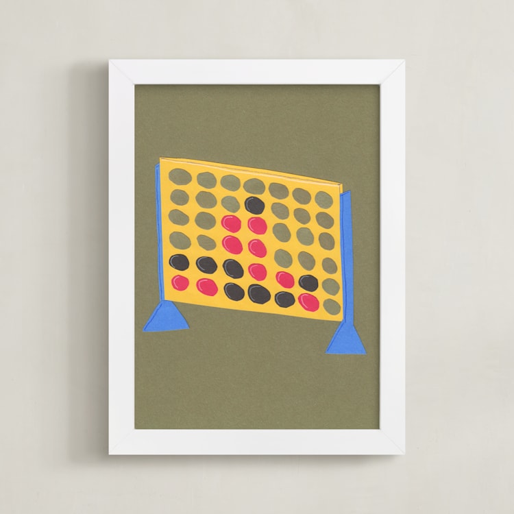 "Connect Four" - Art Print in Game Night Green by Elliot Stokes - Framed