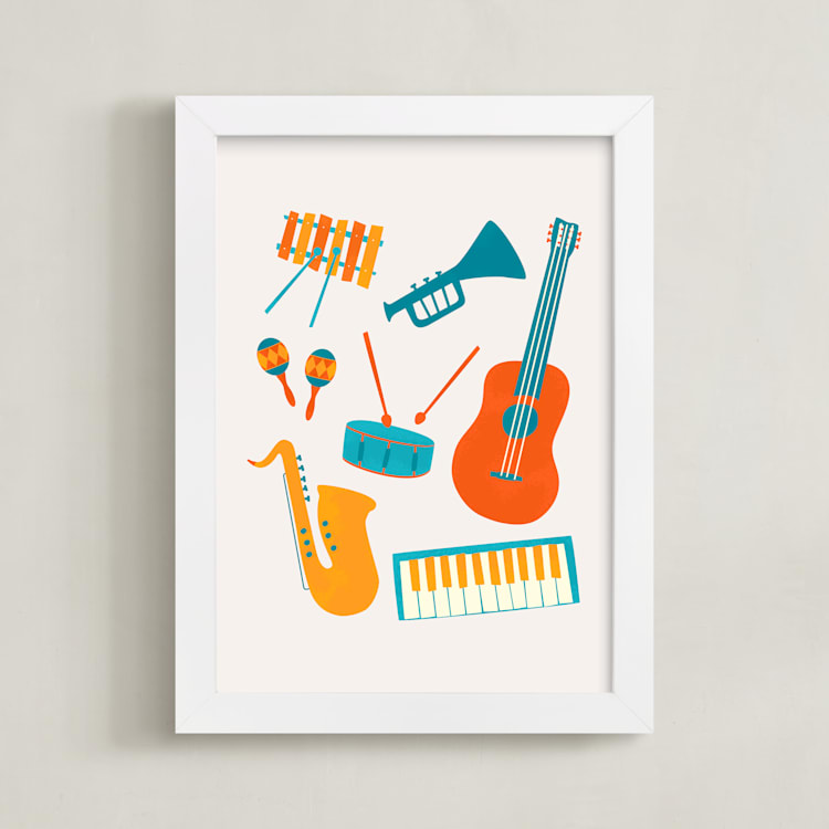 "Play Music" - Art Print in Persimmon by Malty Designs - Framed