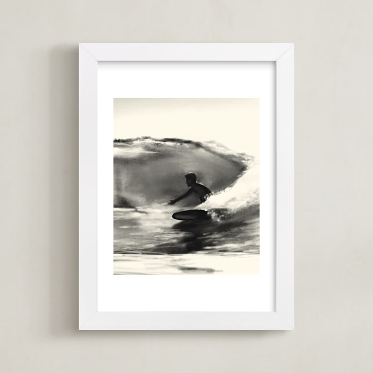 "Wave Rider One" - Art Print in Grey Swell by Jenny Partrite - Framed