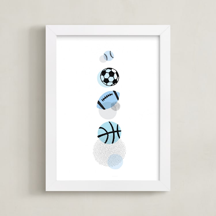 "Pop Art Sports" - Art Print in Periwinkle by Jessie Steury - Framed