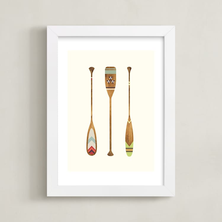 "Let's Get Paddles" - Art Print in Wood by SUWACHI - Framed