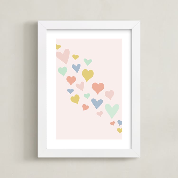 "wave of love" - Art Print in Charming Pink by Kasia Labocki - Framed