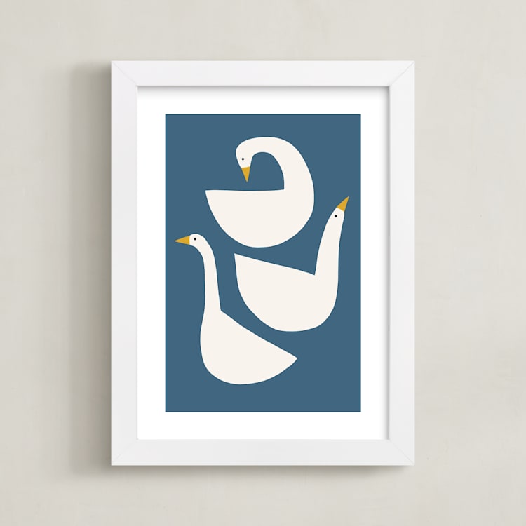 "Quack Stack" - Art Print in Lake by Betsy Siber - Framed