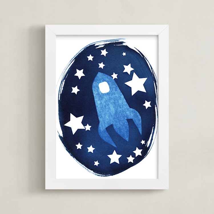 "To the stars and beyond" - Art Print in Prussian Blue by raven erebus - Framed