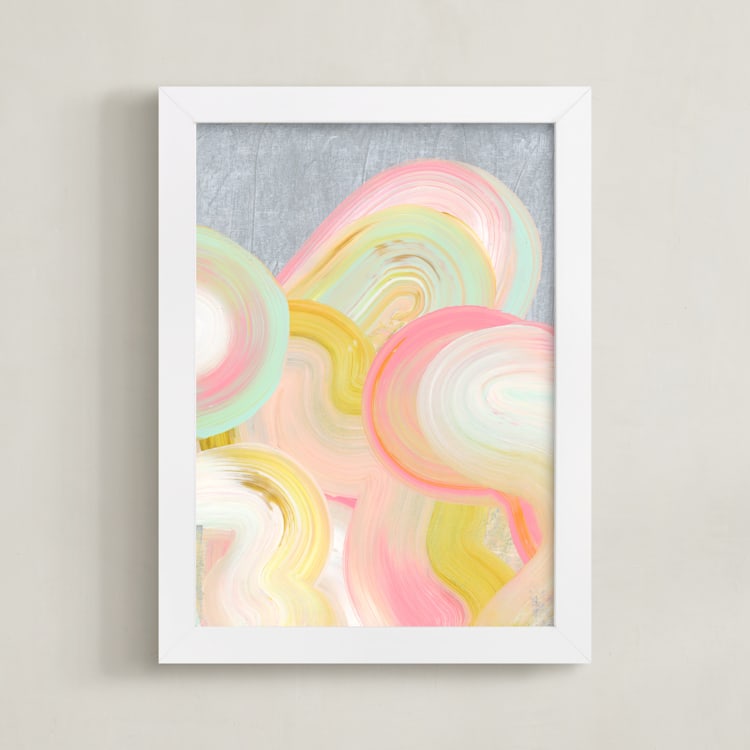 "Iced Swirls" - Art Print in Sherbet by Carol Barber - Framed