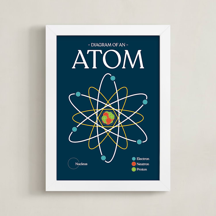 "Atom" - Art Print in Navy by Heather Schertzer - Framed