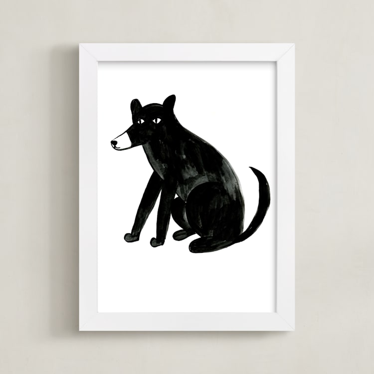 "dog" - Art Print in Ink by Alexandra Dzh - Framed