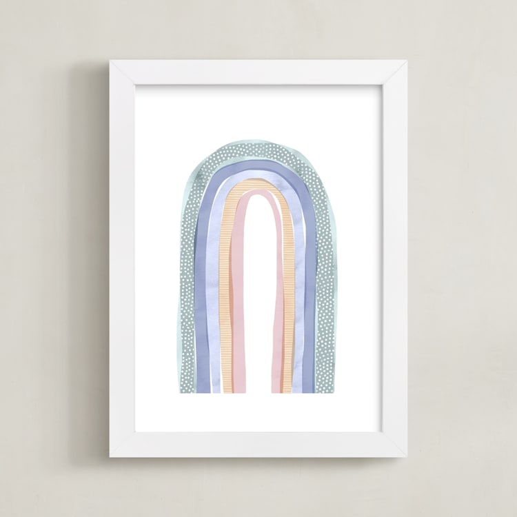 "Multicolor Rainbow" - Art Print in Periwinkle by Emanuela Carratoni - Framed