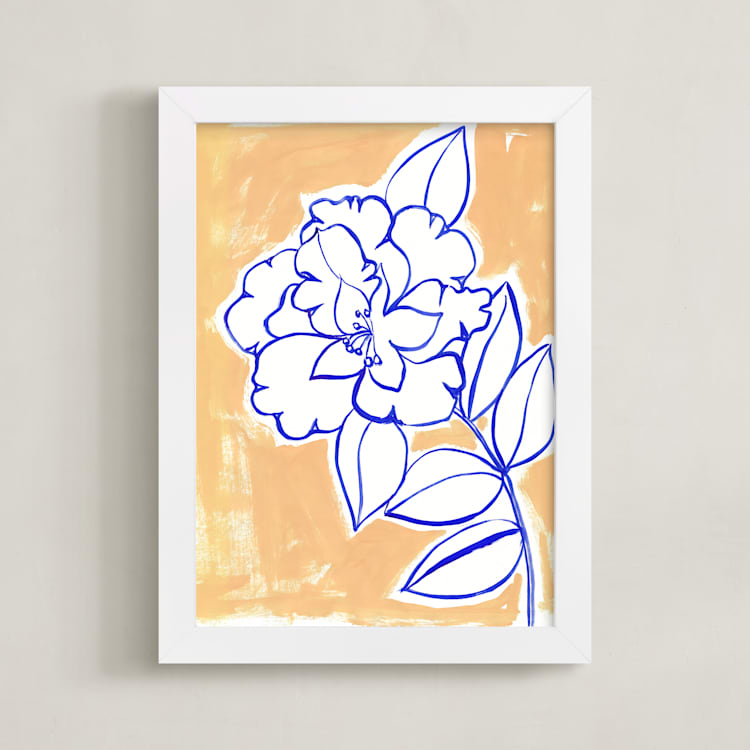 "Lush Botanical Gallery I" - Art Print in Peach by Lise Gulassa - Framed