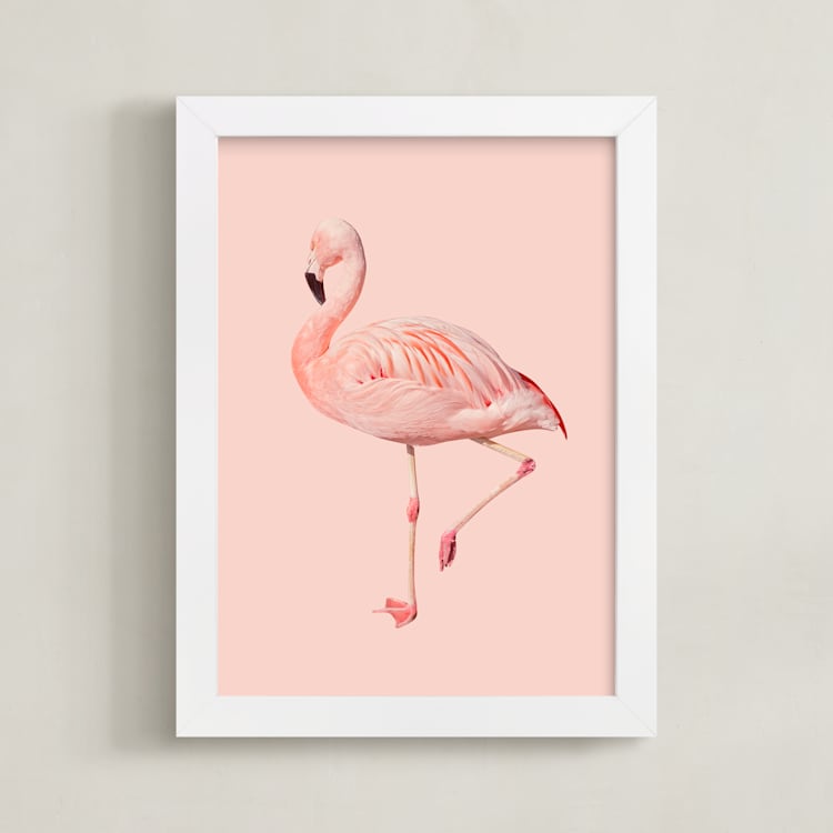 "Pink Flamingo" - Art Print in Pink by Jessica C Nugent - Framed