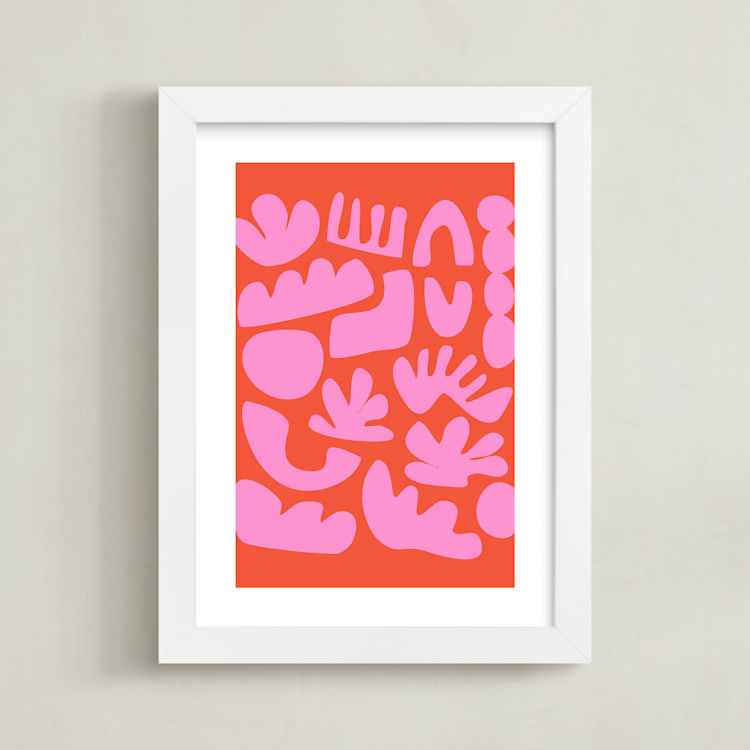 "Simple Play" - Art Print in Ruby Orange by Beth Vassalo - Framed