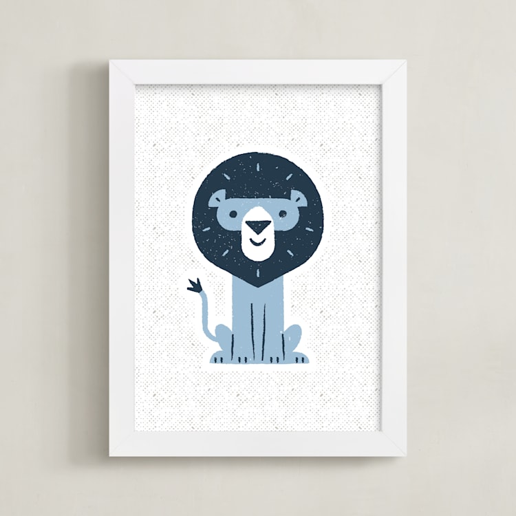 "mr LION" - Art Print in Raindrop by Bob Daly - Framed